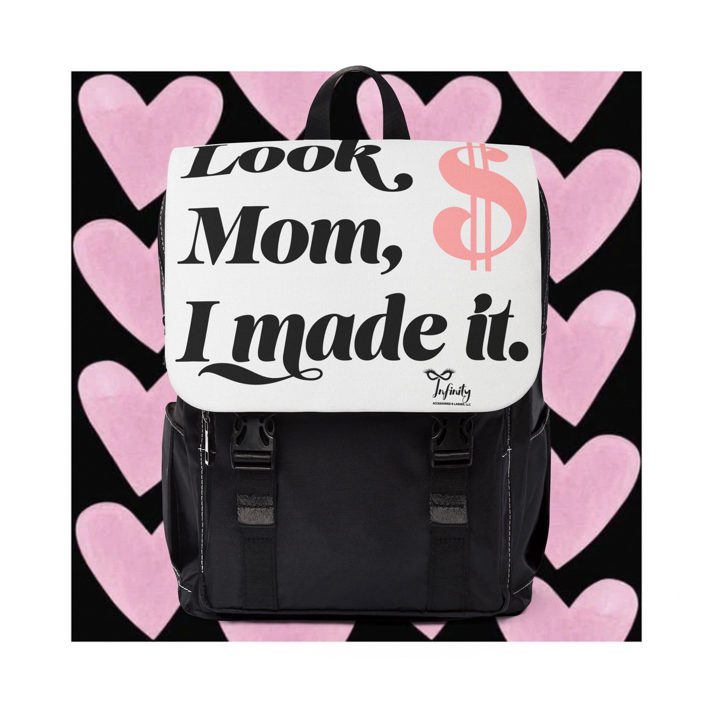 Unisex Shoulder Backpack- "Look Mom, I Made It!"