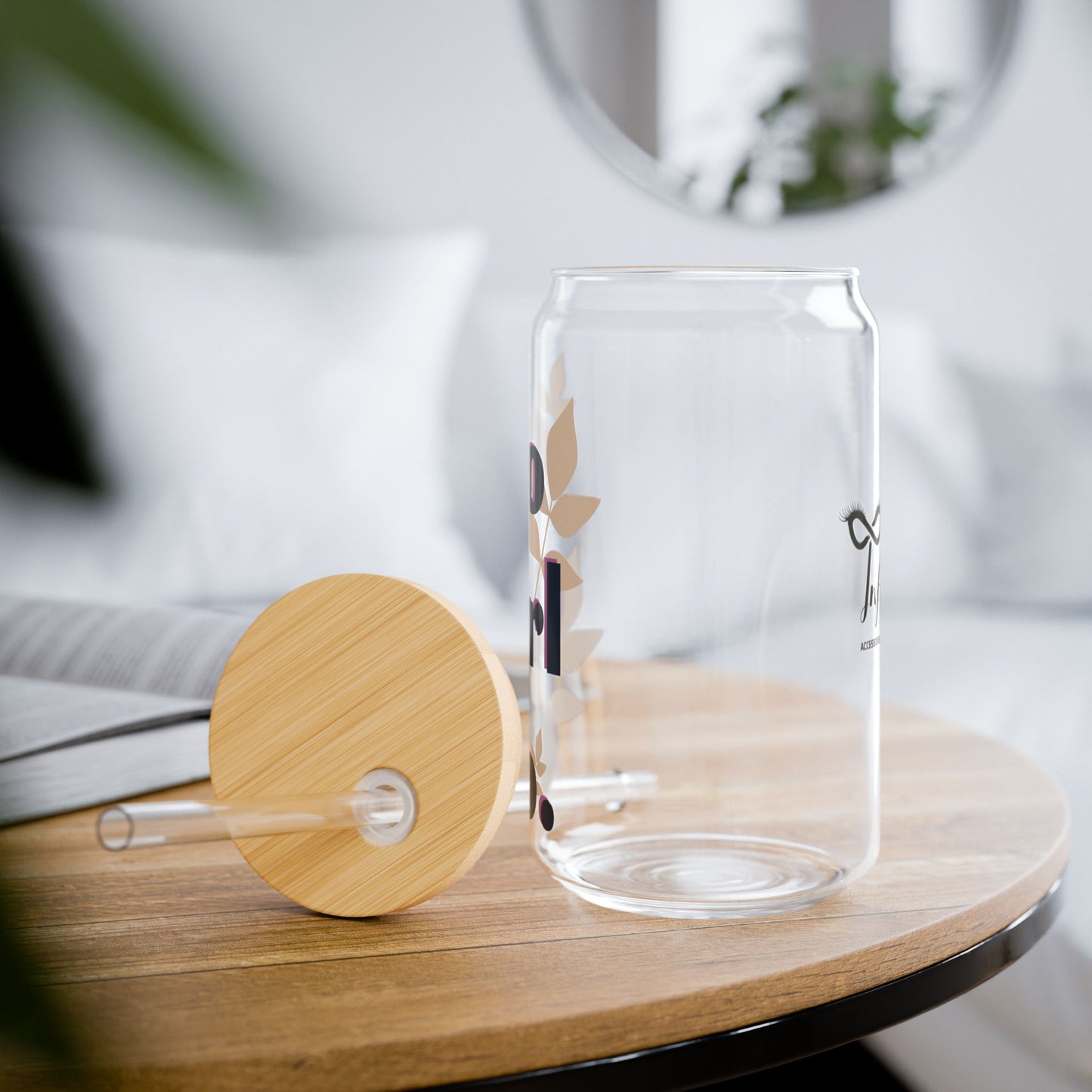 Inspirational Sipper Glass - Go Girl Go! | 16oz Clear Glass with Bamboo Lid
