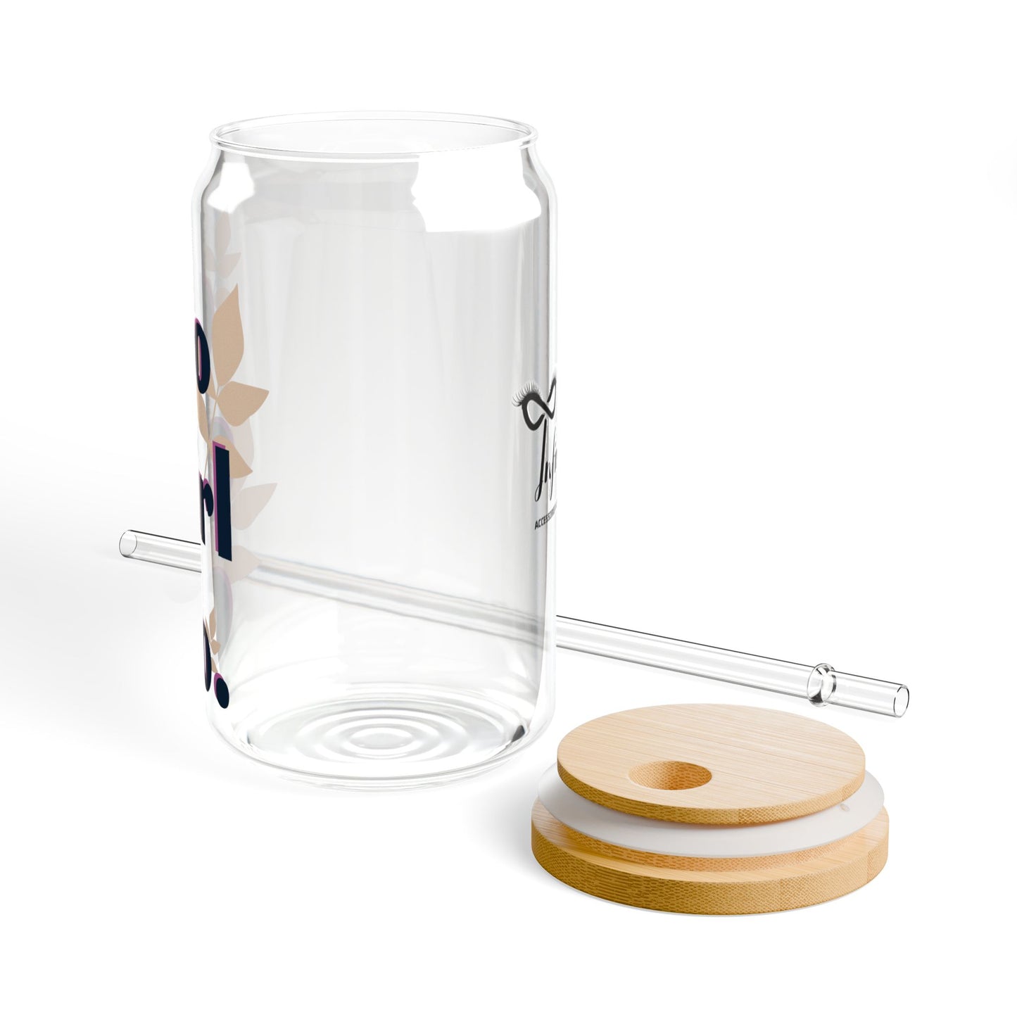 Inspirational Sipper Glass - Go Girl Go! | 16oz Clear Glass with Bamboo Lid