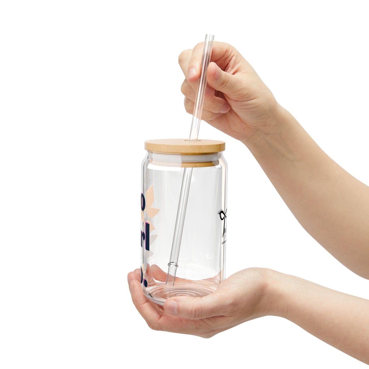 Inspirational Sipper Glass - Go Girl Go! | 16oz Clear Glass with Bamboo Lid